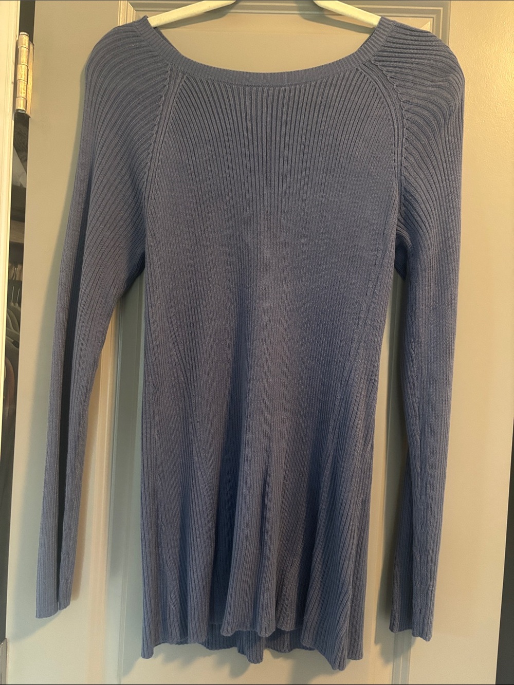 Cupio Slate Blue Ribbed Scoop-Neck Sweater Tunic